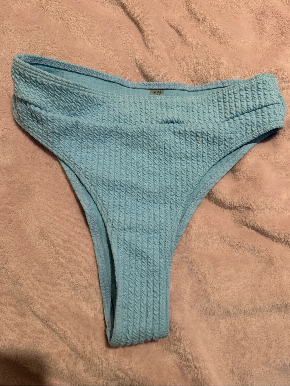 SHEIN Light Blue Textured High-Cut Bikini Bottom